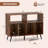 Record Player Stand with Charging Station Open Shelves & Compartments Raised Legs Brown