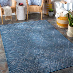 Winifred Geometric Blue Indoor / Outdoor Area Rug