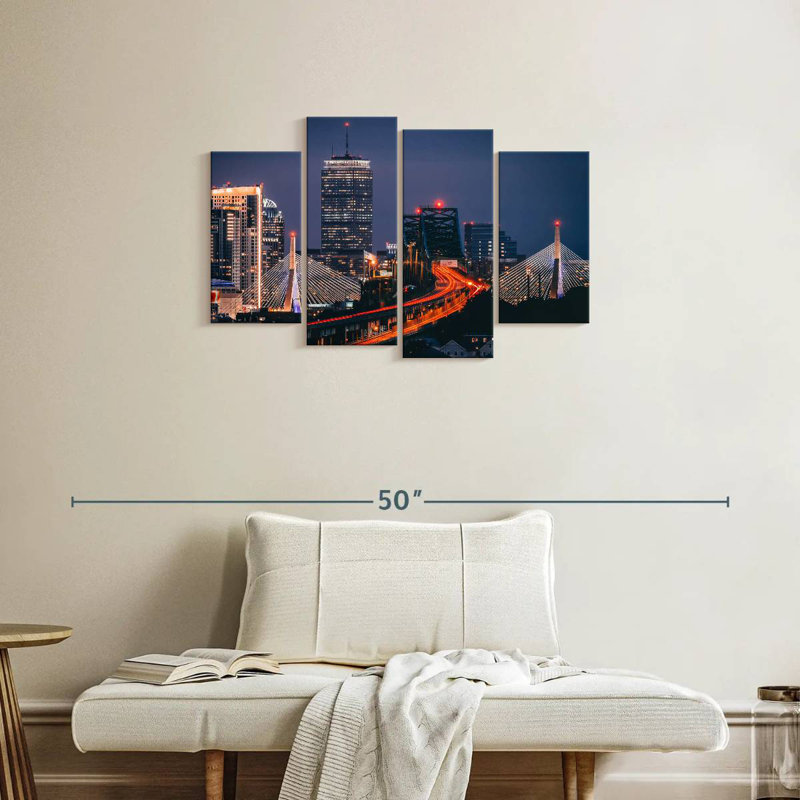 Nicci Boston Nighttime Skyline, 22" H x 36" W