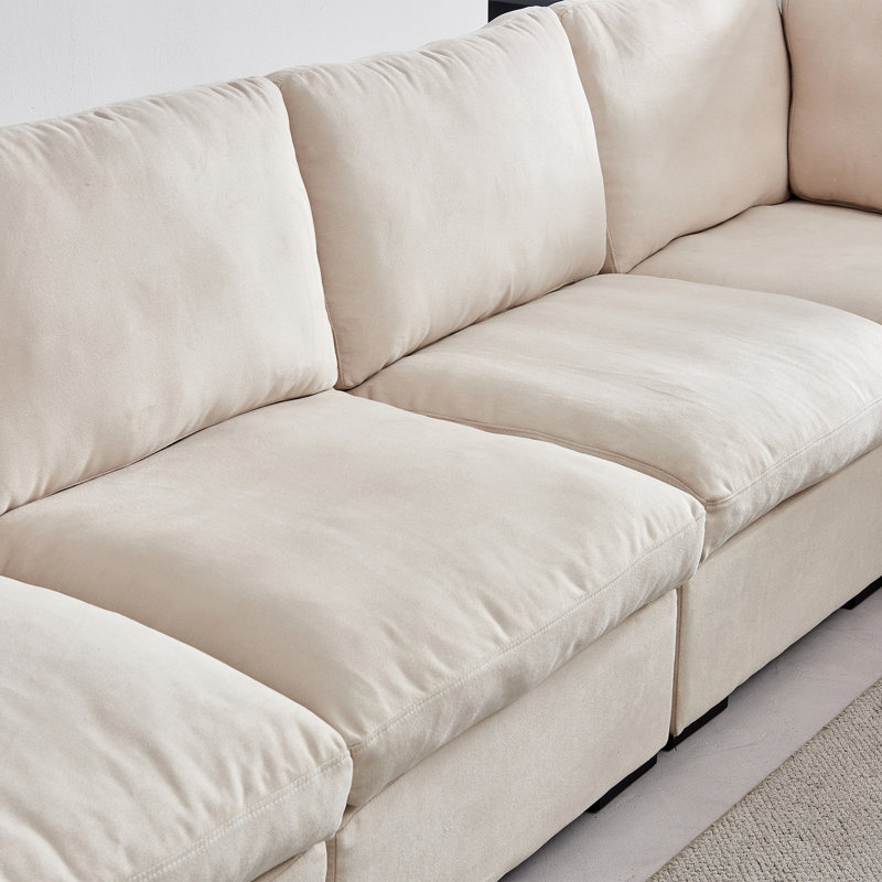 Joani Modular Sofa Chaise, Beige 100% Polyester