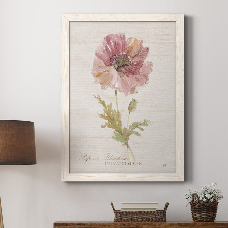 Soft Poppy - peinture sur toile encadrée, Blanc, H 20 po x l 17 po x P 1,5 po