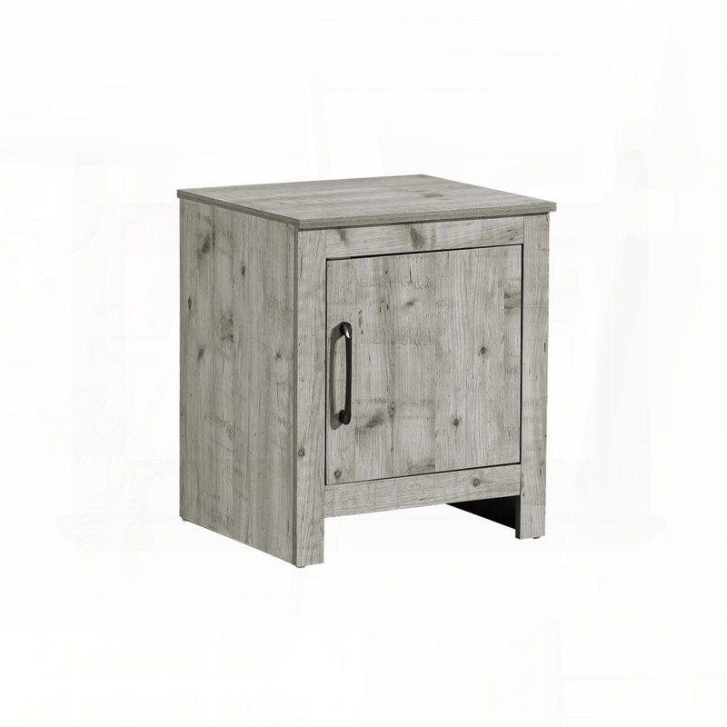 Table d'appoint avec armoire fermée - Stratifié gris rustique, H 22 po