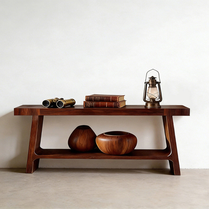 Console rétro en bois massif multifonctionnel, 29,53 po H x 94,49 po L x 13,78 po P, Brun-roux