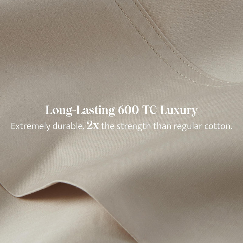 Double Stitch 100% Supima Cotton Sheets Set, Oat, California King Sheet Set