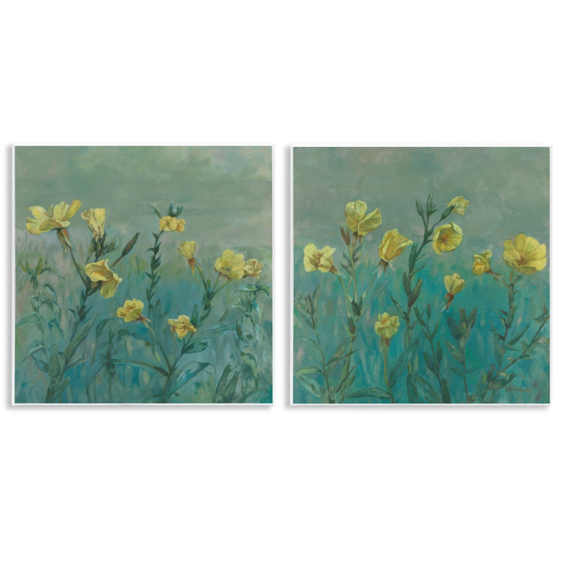 «Evening Primrose Flower déplurling», ensemble de 2 plaques murales par Graham Reynolds