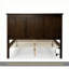 Grand lit de style traditionnel avec tête et pied de lit, USB, lit en bois de pin avec cadre de lit renforcé, noyer-133663368