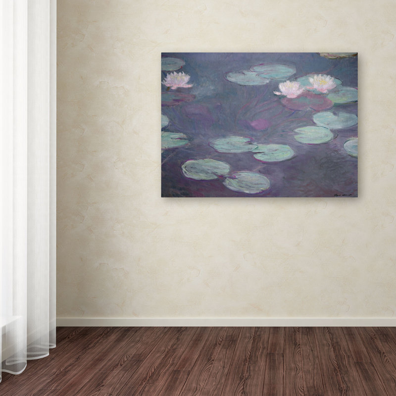 « rose lilies 1897-1899 » par claude monet, reproduction d’art sur toile tendue, H 35 po x l 47 po x P 2 po