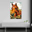 Cheval doré champ abstrait contemporain, art mural paysage de fleur-129147714