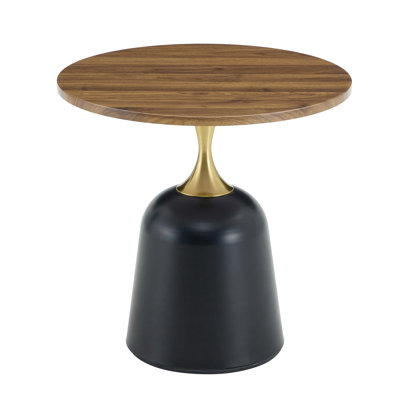 Circular Side Table With Metal Base