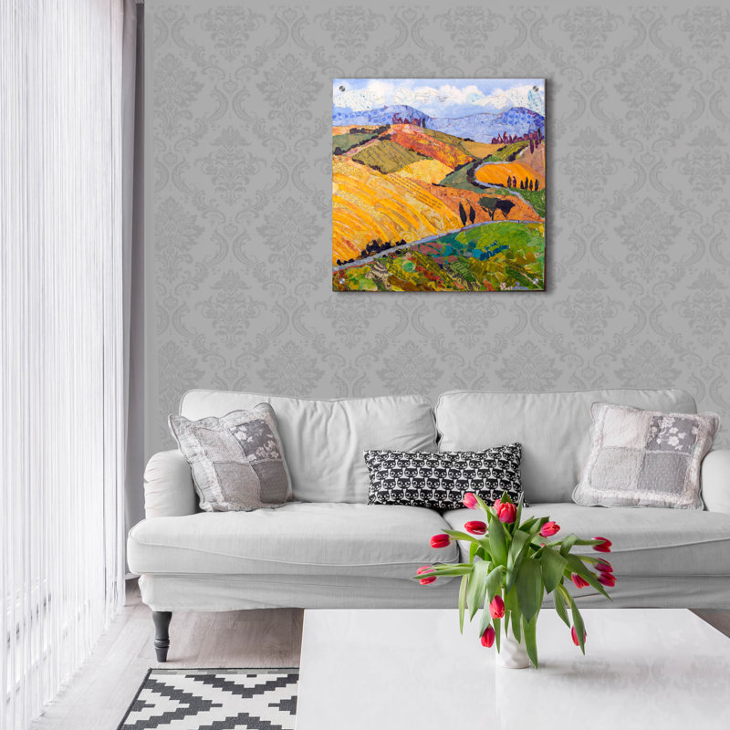«Tuscany Rolling Hills» par St. Hilaire Elizabeth, art mural en verre acrylique, H 24 po x l 24 po x P 0,2 po