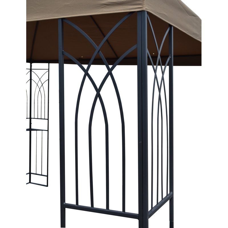 Symphony III 10' x 10' Beige Steel Patio Gazebo with Mosquito Net