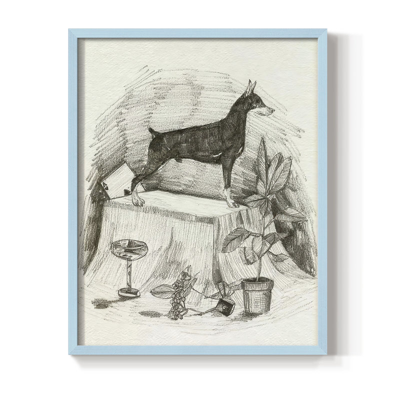 A Gentleman III Framed Print - Solid Wood, H 11 po x l 9 po, Bleu