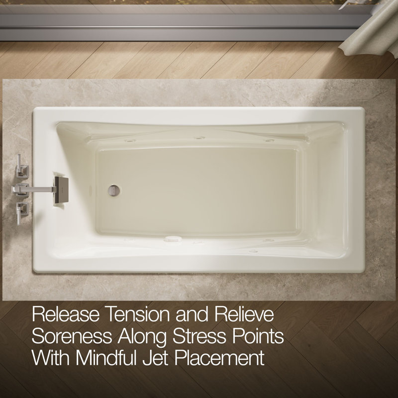 Tea-for-Two 72-In x 36-In Drop-in/Undermount Whirlpool Bath with Reversible Drain, Biscuit