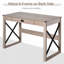 Bureau d'ordinateur de 44 po, bureau d'écriture rustique, poste de travail de ferme avec tiroir de rangement, structure en X