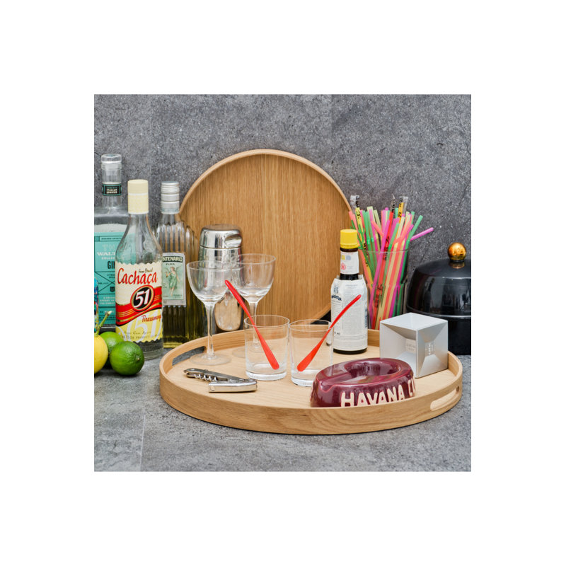 Wood Decorative Tray, Brown, 1" H x 18" W x 18" D
