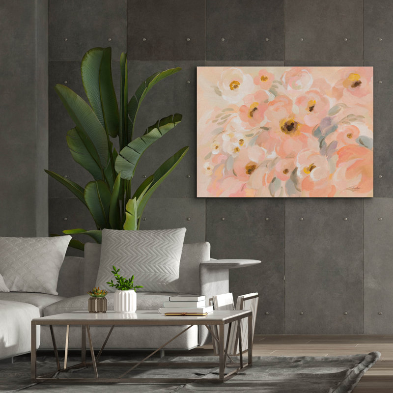 Art mural sur toile Epic Graffiti «Peach Pink Floral» par Silvia Vassileva