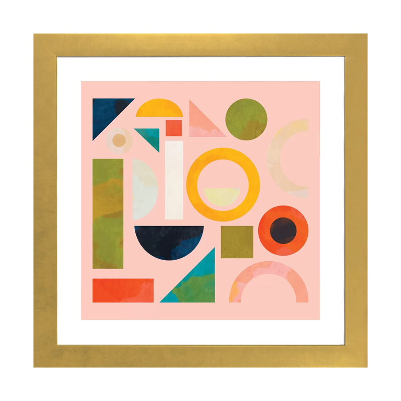 «Geometric Play Modern Art» par Ana Rut Bré - impression d'art graphique, Blanc, H 16 po x l 16 po x p 1 po