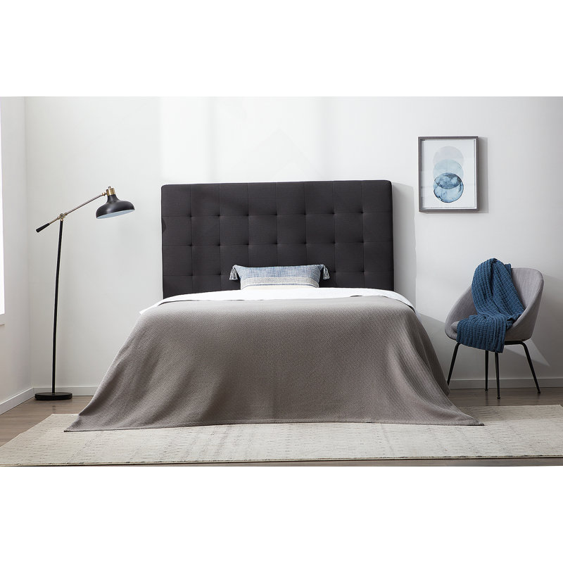 Rectangle Square Tufted Headboard, Queen, Charcoal