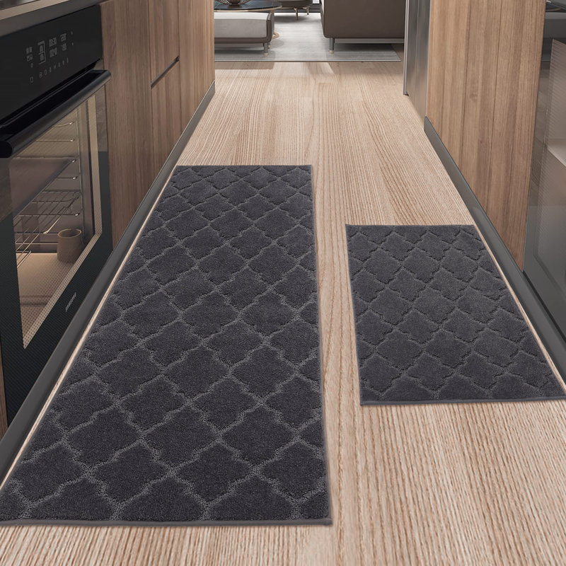 Tapis de cuisine Muhd, Rectangle 1 pi 8 po x 2 pi 6 po + 1 pi 8 po x 4 pi, Gris foncé