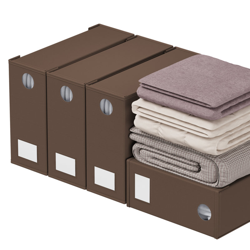 4-Pack Bed Sheet Organizers and Storage, Foldable Linen Closet Organizer, XL Sheet Set Folder Keeper with Window (Queen & King Size) Bedding Container