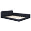 Grand lit plateforme tapissier avec 2 lampes de lecture, noir