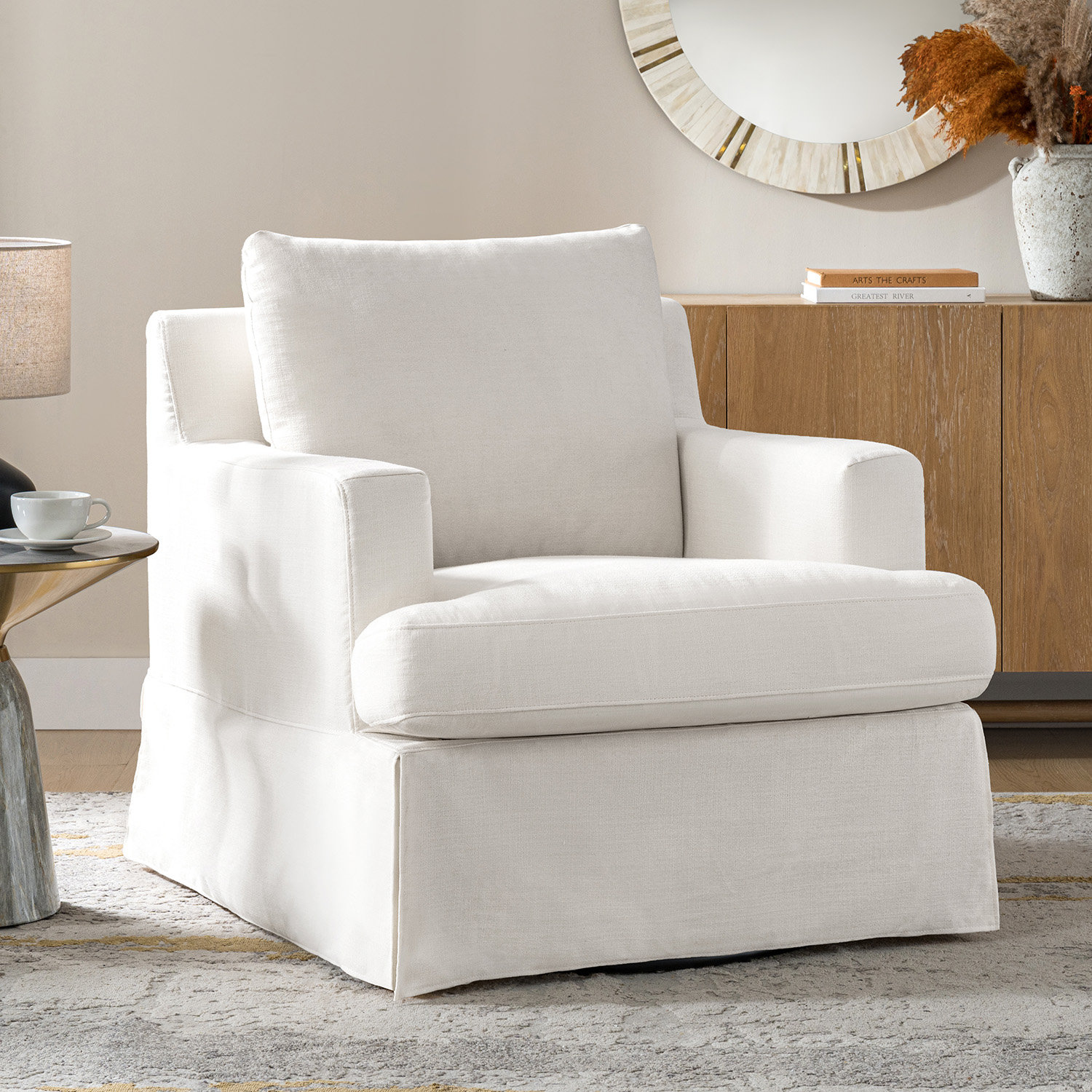 Lucie Swivel Armchair, White
