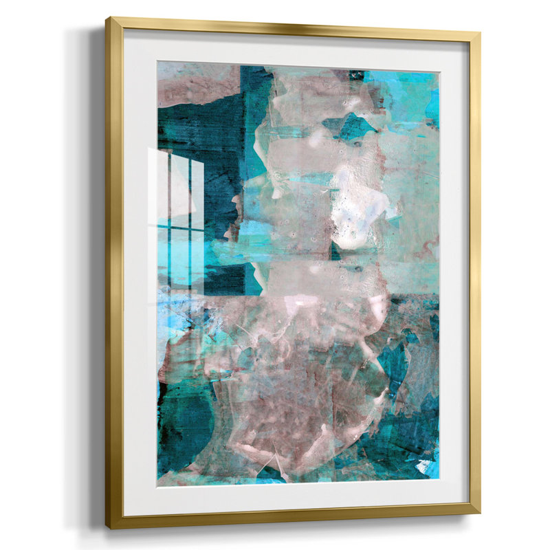 Impasto III, Toile avec cadre doré, Blanc