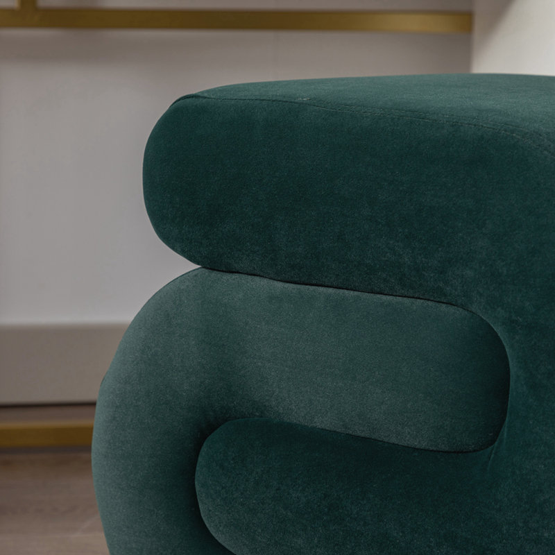 Repose-pieds en tissu avec tabouret de maquillage, Velours vert foncé