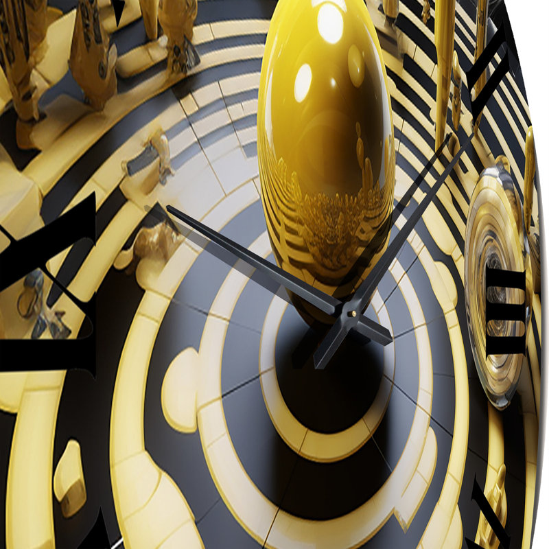 Sphère dorée circulaire futuriste - horloge murale moderne géométrique, Petit