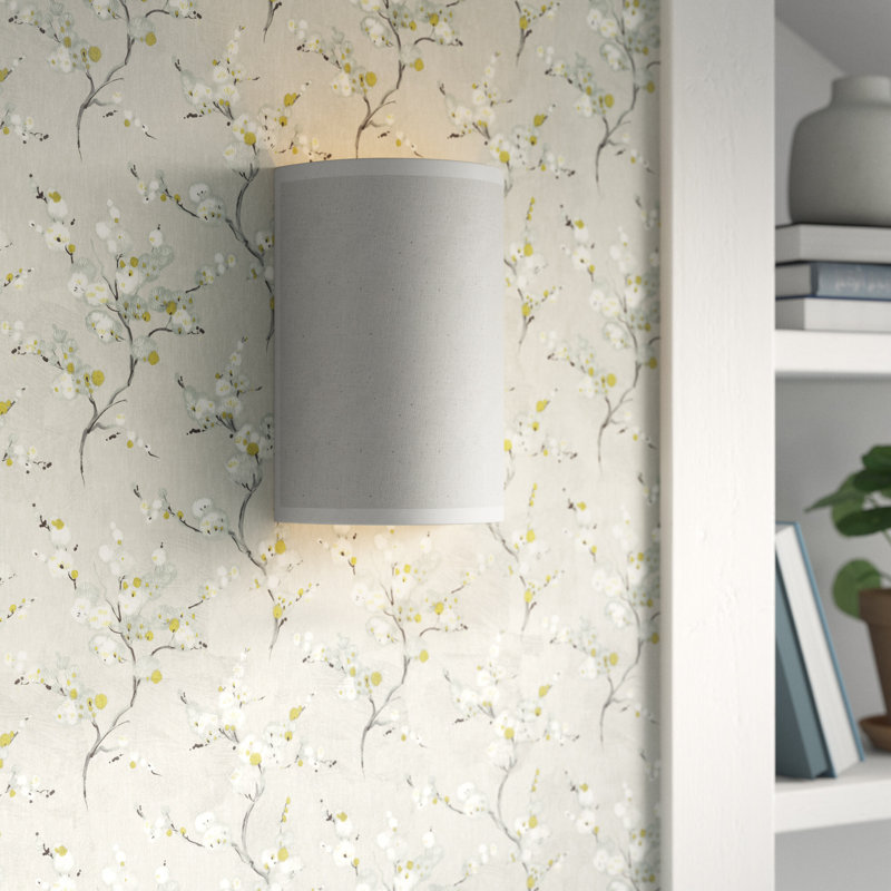 Armindo LED Flush Mounted Sconce, Off White Linen shade, Off White Linen