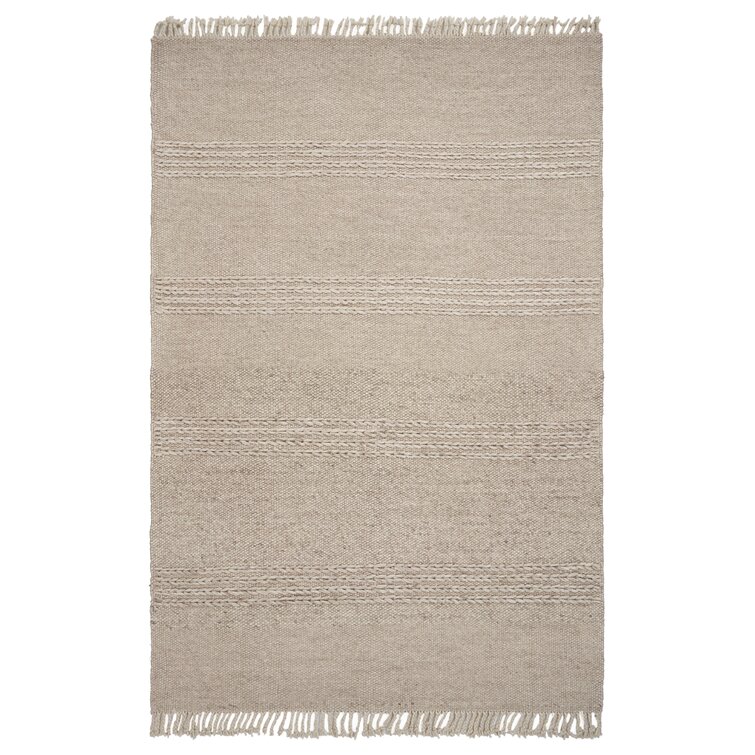 Natural Hand Woven Jute with Wool Fringe Area Rug