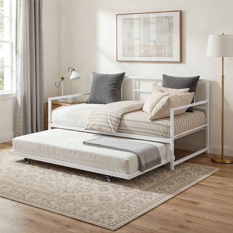 Crumlin Metal Daybed Storage Bed, White