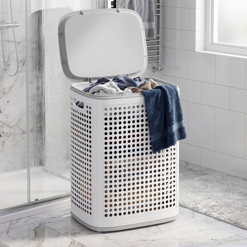 Laundry Hamper, White，Grey