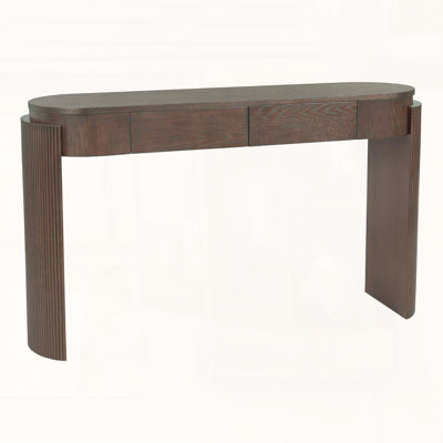 60-Inch Modern Farmhouse Console Table with Waterfall Edge, 2 Concealed Drawers – Black
