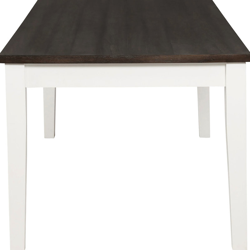 Table de salle à manger bicolore et blanc antique, avec plateau en placage, pieds en bois massif, quatre tiroirs pour accessoires, six places assises avec 2 tiroirs, design rustique, placage, cuisines adaptées