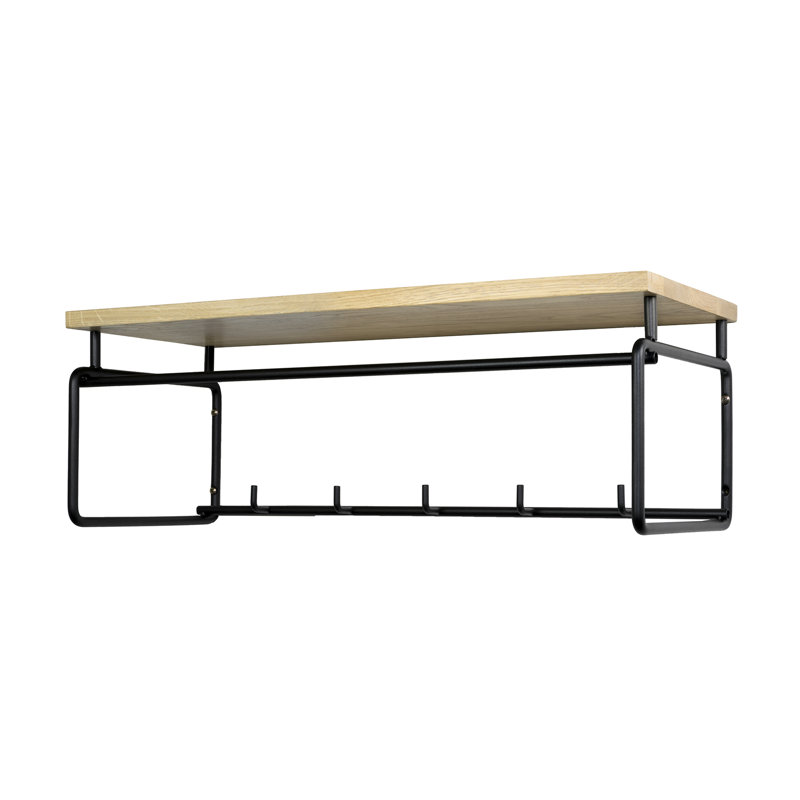 Wall 5 - Hook Wall Mounted Coat Rack, Black