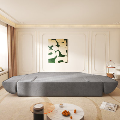 Canapé-lit convertible 3-en-1 de 79,5 po, siège profond beige avec coussins, méridienne pour salon ou bureau