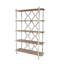 Étagère en bois vieilli 47 x 16,5 x 75 po à cinq niveaux avec découpes ornées, brun / blanc