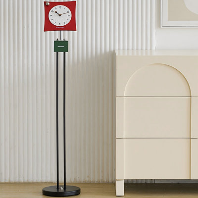 Modern Minimalist Black Floor Clock Decor, Height Adjustable