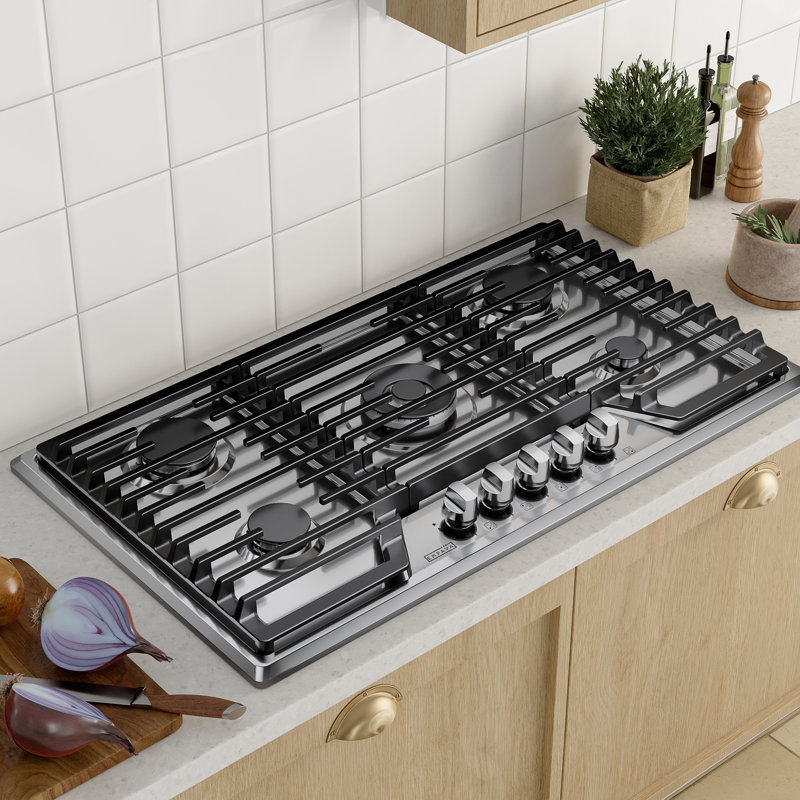 36 In. 5 Burners Recessed Natural Gas Cooktop In Stainless Steel With Lp Convertible - 18k Btu Kitchen Stove