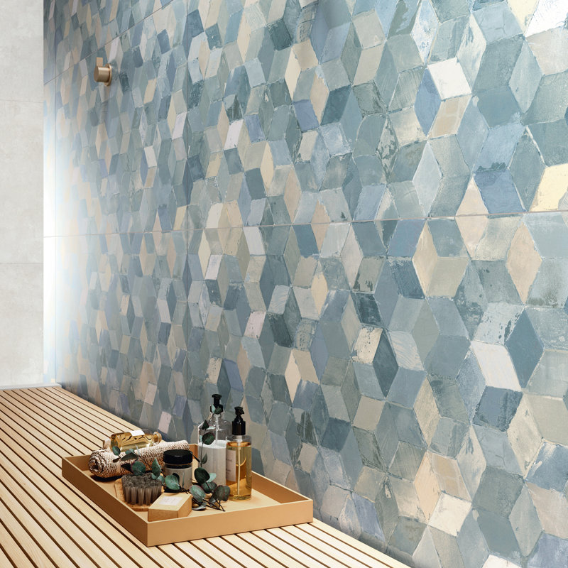 Pictura Faber 23-1/2 In. X 47 In. Porcelain Floor And Wall Tile, Blue/Green