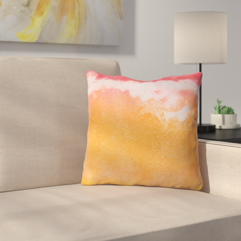 Tangerine Tie Dye Throw Pillow, 18" x 18"