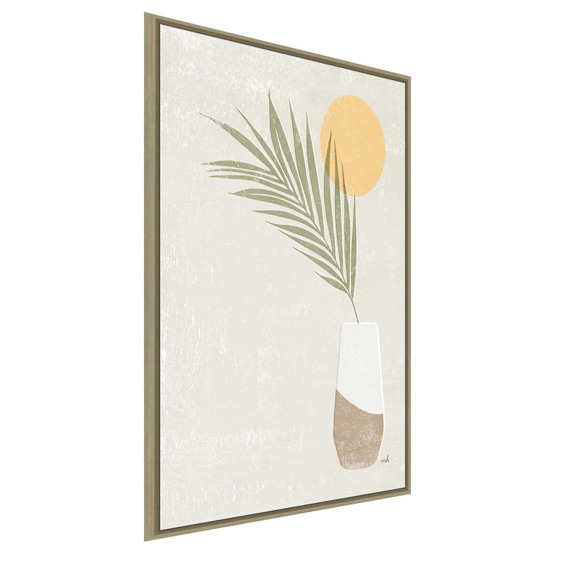 Sun Palm II - Peinture, L 27,5 po x H 43,5 po, Encadrement brun