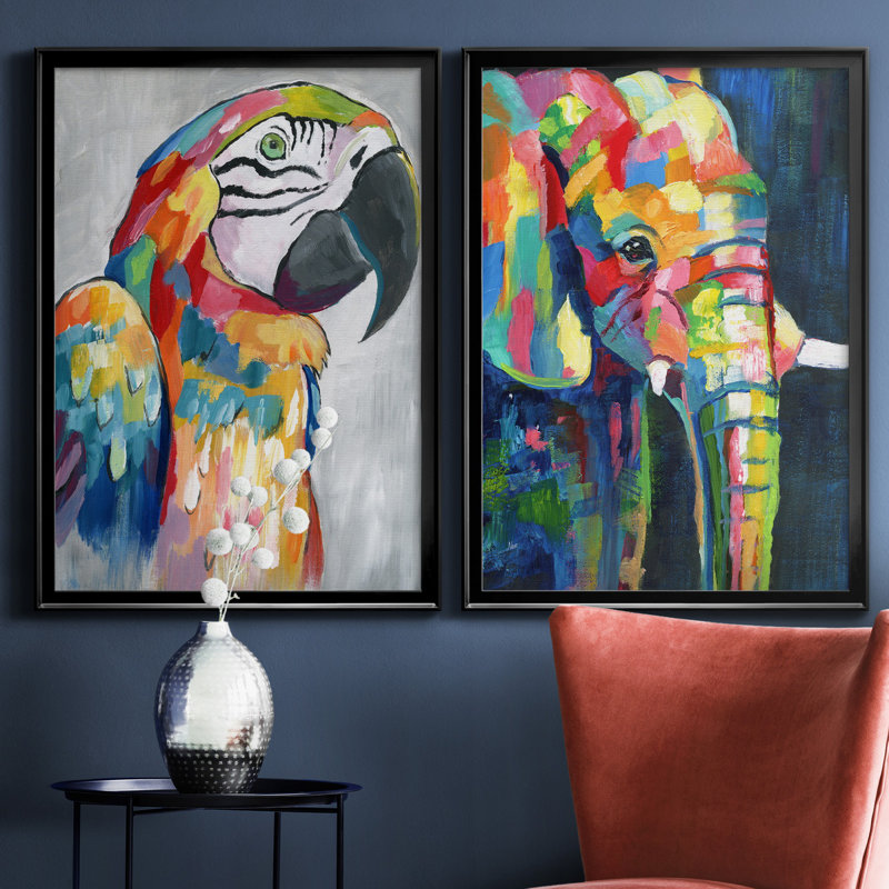 «Vibrant Parrot», ensemble de 2 reproductions d'impressions, H 30,5 po x l 42,5 po x P 3 po, H 31,5 po x l 47 po x P 1,5 po