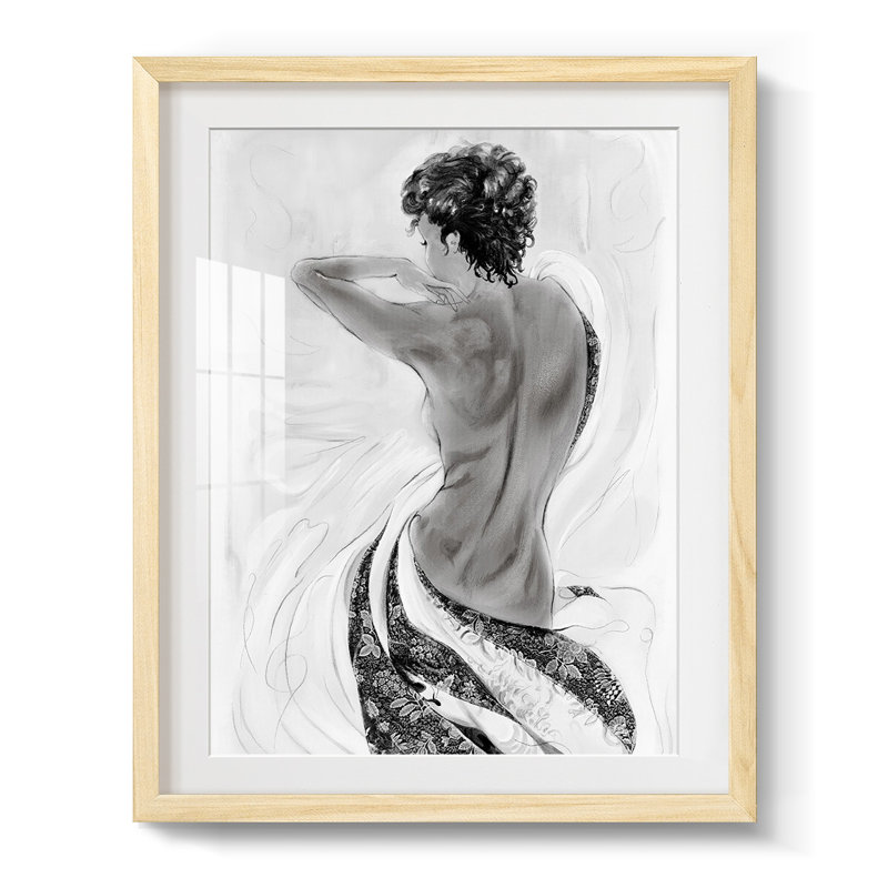 " Solitude Sketch II ", Natural Framed Paper, White
