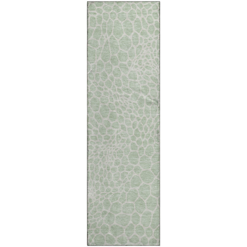 Premium Machine Washable Prisco Mint Rug, Runner 2'3" x 7'6"
