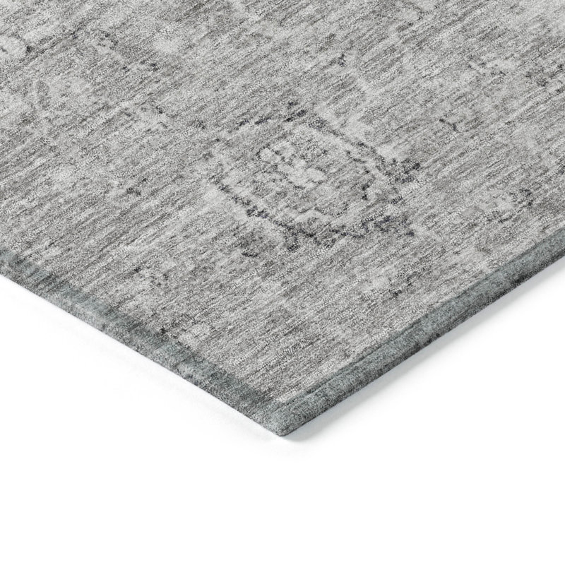 Gray Flat Woven Rectangular Washable Area Rug