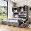 Lit plateforme double en bois avec port USB, tête de lit et tiroirs de rangement, cadre de lit-2143977626