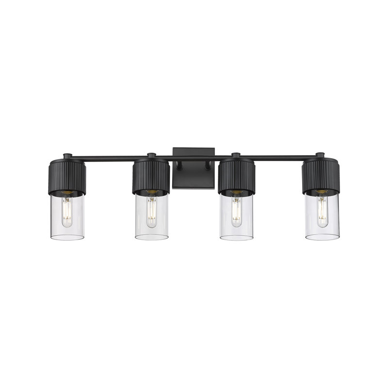 Éclairage pour meuble-lavabo mural 4 po Bolivar, Transparent, Noir mat