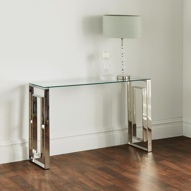 Albany 120cm Glass Top Console Table, Silver